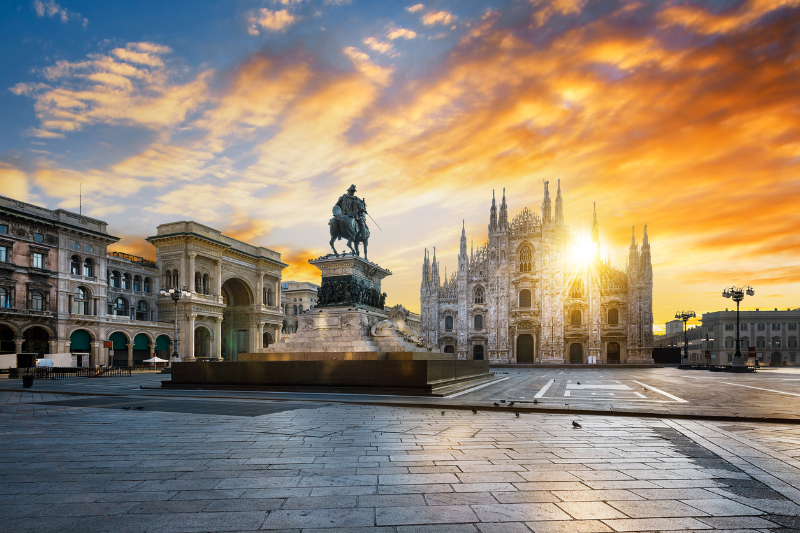 Duomo at sunrise, Milan, Europe